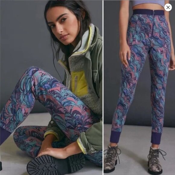 Saturday Sunday Anthropologie Jogger Pant Purple Blue Pink Terry Zip Small S - Picture 2 of 9